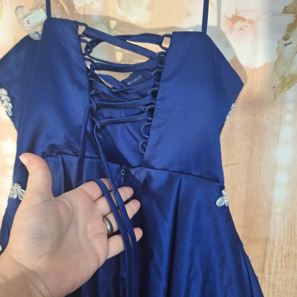 Blondie Nites Blue Embellished A-line Dress for Prom - Picture 6 of 12